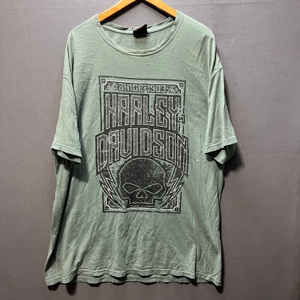 Harley-Davidson Mad Boar San Benito Texas Skull Graphic T-Shirt Green Mens XL